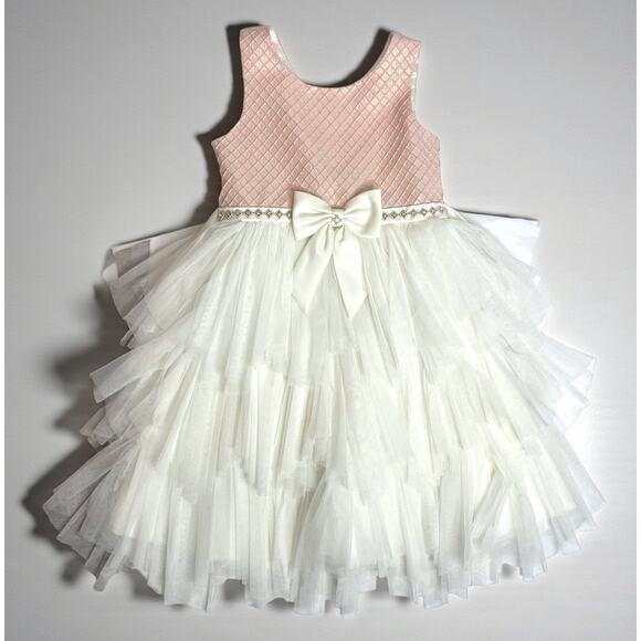 American Princess Girls Dress Size 7 Tiered Tulle Party Formal Wedding Birthday - Picture 1 of 8